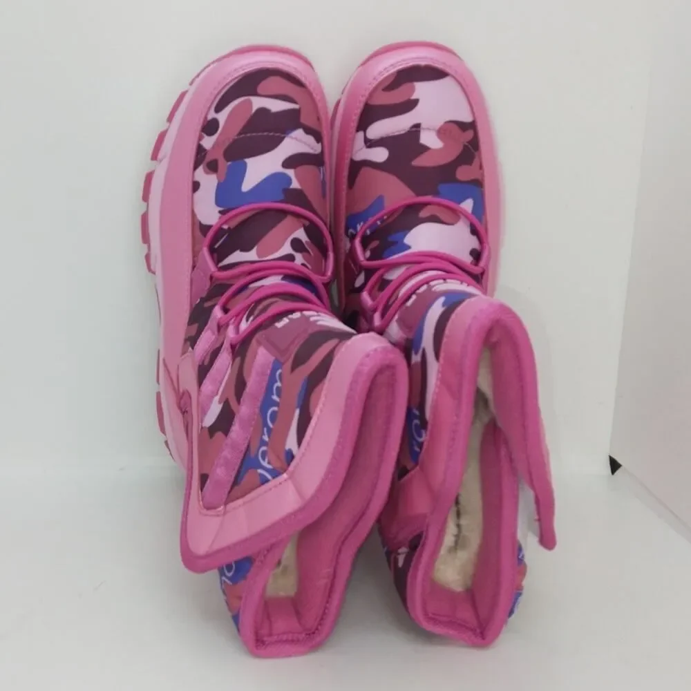 HobiBear Girls Pink Camo Winter Boots - Size 2 - New w/Tags & Box
